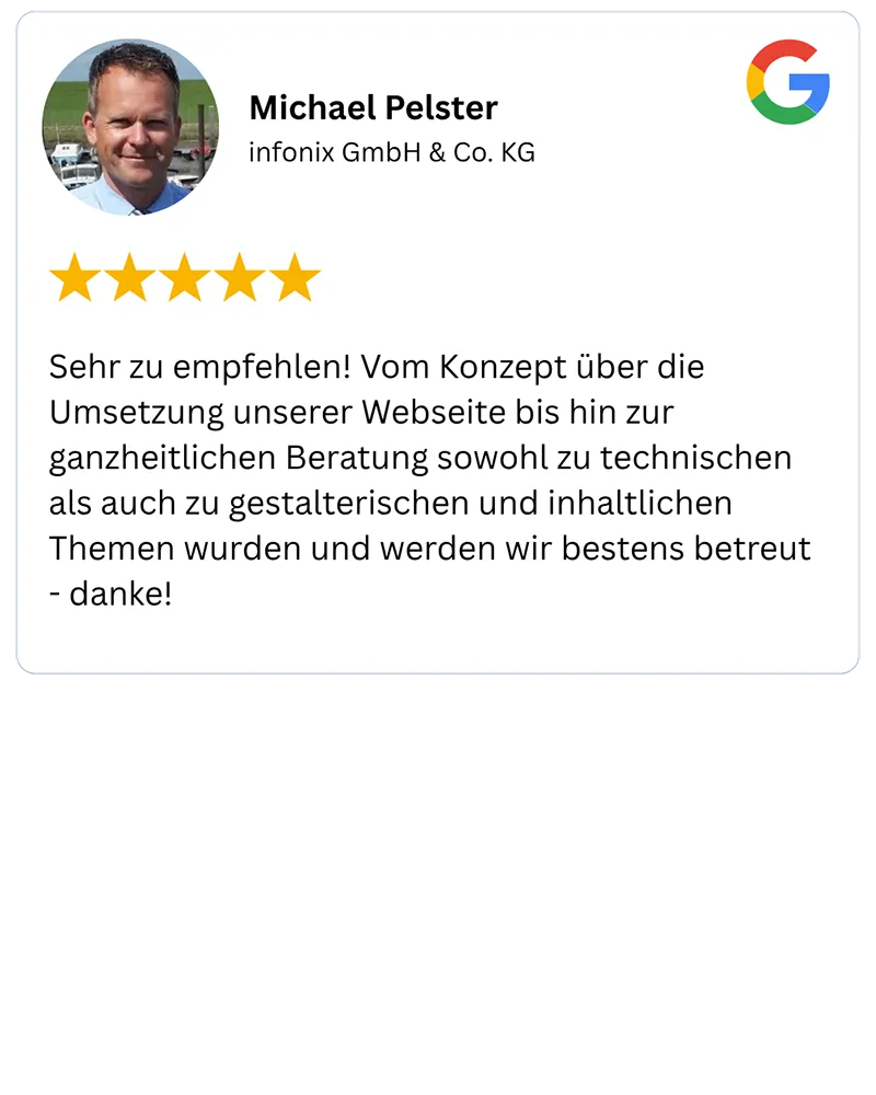 Rezension von Michael Pelster, Inhaber von Infonix Münster